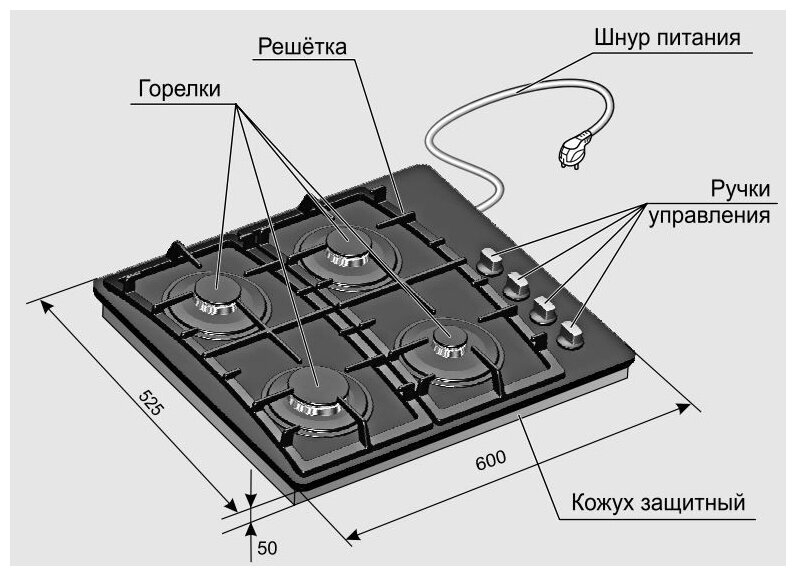 Стол газовый gefest сг свн 2230 к3 черн