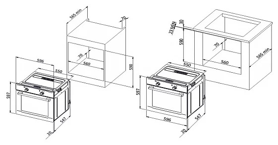 Духовой шкаф электрический встраиваемый чертеж