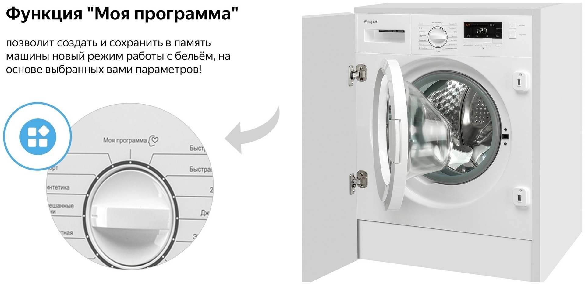 Встраиваемая стиральная машина Weissgauff WMI 6128D купить в Москве по  низкой цене в интернет магазине Cartesio недорого