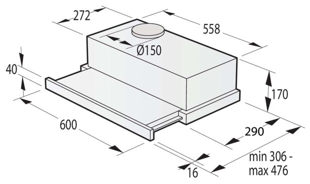 Вытяжка встраиваемая в шкаф 60 см gorenje bhp62clb