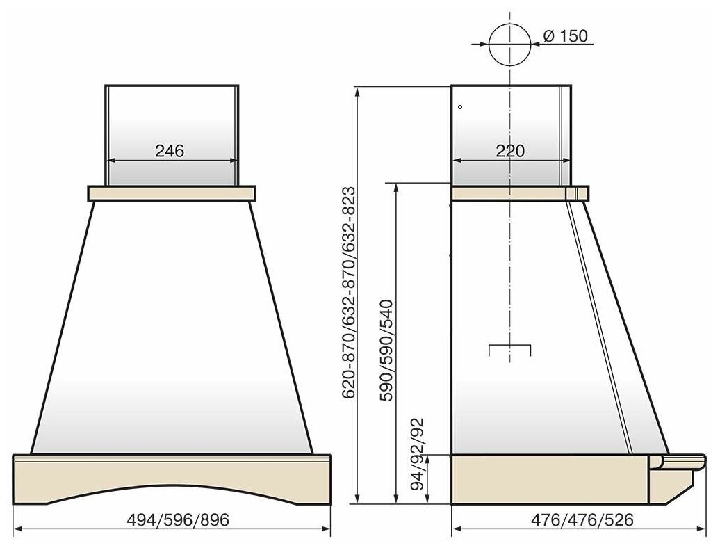 размеры вытяжки для кухни без воздуховода