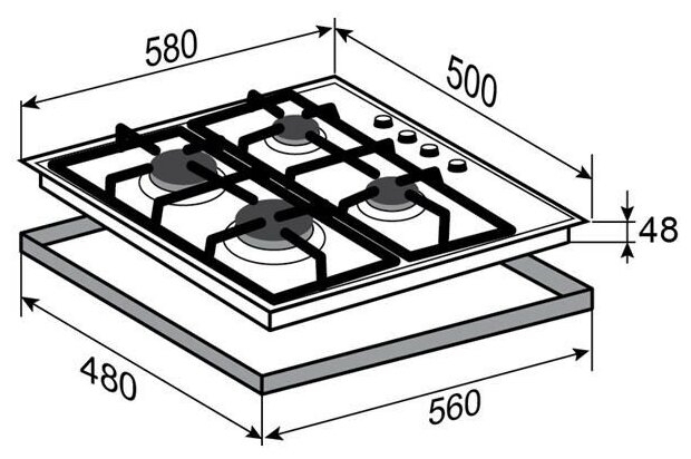Габариты газовых плит для кухни
