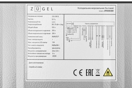 Холодильник Zugel ZRSS630W