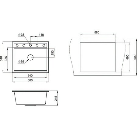 Кухонная мойка Granula KS-6003 Алюминиум