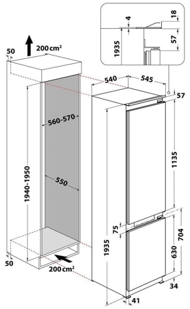 Встраиваемый холодильник Whirlpool WHC 20T352