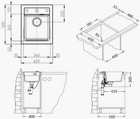 Кухонная мойка Alveus Atrox 10 G91 (1139771) черный