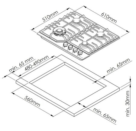 Газовая варочная панель History HGE 640C FBK