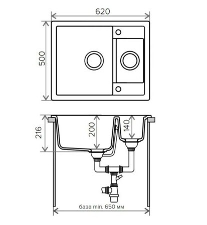 Кухонная мойка Tolero R-109-701 серый