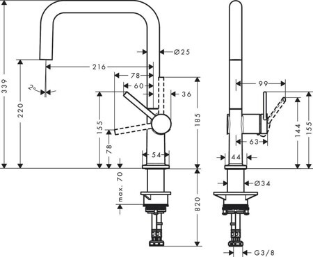 Смеситель для кухни Hansgrohe HG M54 Talis U 220 сталь (72806800)