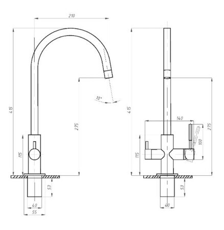 Смеситель для кухни ПСМ-Профсан Steel PSM-300-11