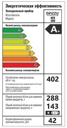 Холодильник Ginzzu NFK-500 белое стекло