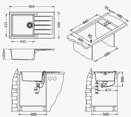 Кухонная мойка Alveus Cadit 40 Terra-G22 песчаный (1132028)