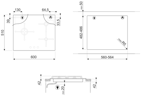 Газовая варочная панель Smeg PV163N2