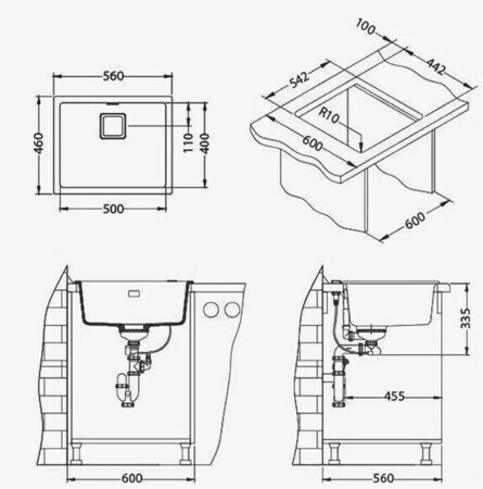 Кухонная мойка Alveus Quadrix 50 Twilight-G05M черный (1108038)