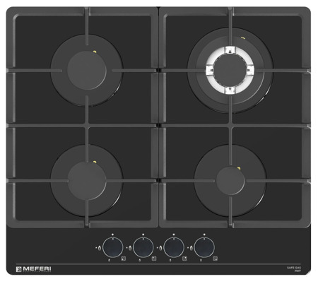 Газовая варочная панель MEFERI MGH604BK GLASS POWER