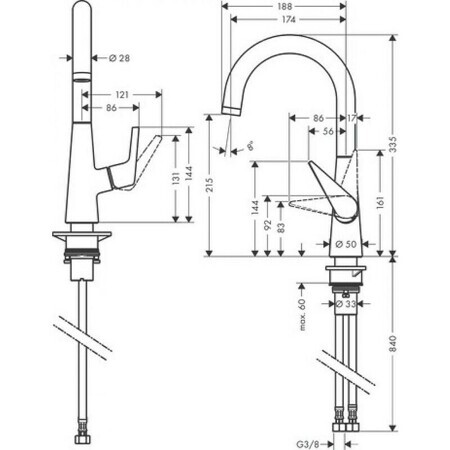 Смеситель для кухни Hansgrohe Talis M51 (72814800)