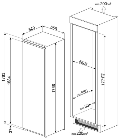 Встраиваемый холодильник Smeg S8L174D3E