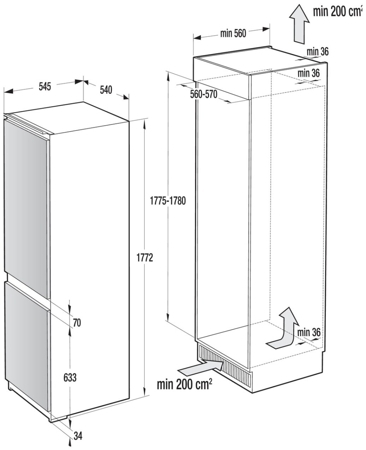 Встраиваемый холодильник Gorenje RKI 4182 A1