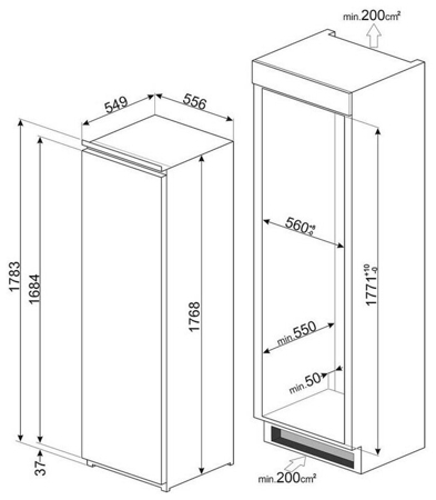 Встраиваемый холодильник Smeg S8L174D3E