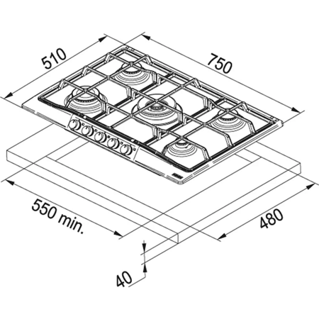 Газовая варочная панель Franke FHCL 755 4G TC GF C
