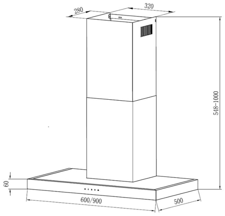 Вытяжка кухонная KRONA RUT 600 inox 3P S