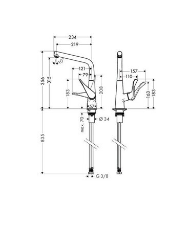 Смеситель для кухни Hansgrohe Metris 14822000