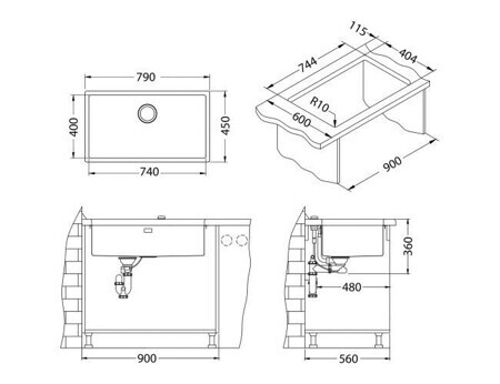 Кухонная мойка Alveus QUADRIX 60 BRS-90 (1092477)