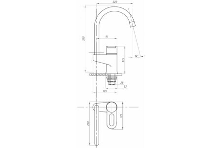 Смеситель для кухни ПСМ-Профсан МОДЕРН (PSM-384-008)